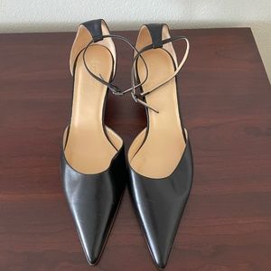 J.Crew black leather ankle-strap kitten heels